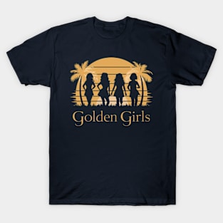 Golden Girls characters against a backdrop of palm trees T-Shirt